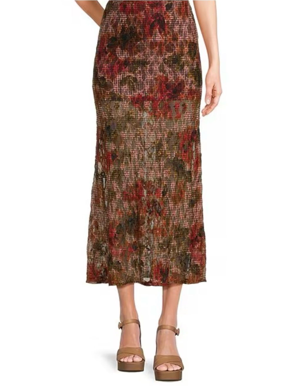Gianni Bini Asymmetric Floral Lace Midi Skirt